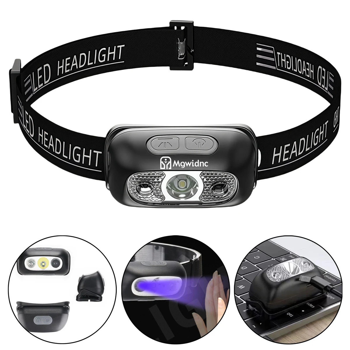 Ultra Bright Rechargeable LED Headlamp with Hand Wave Sensor 1