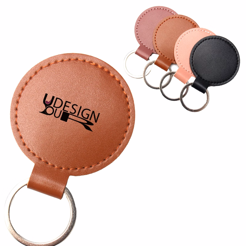 Circular PU Leather Key Ring