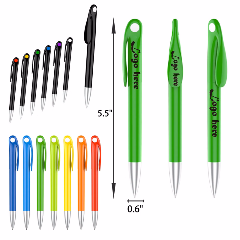 Stylish Clip Plastic Black Ballpoint Pen
