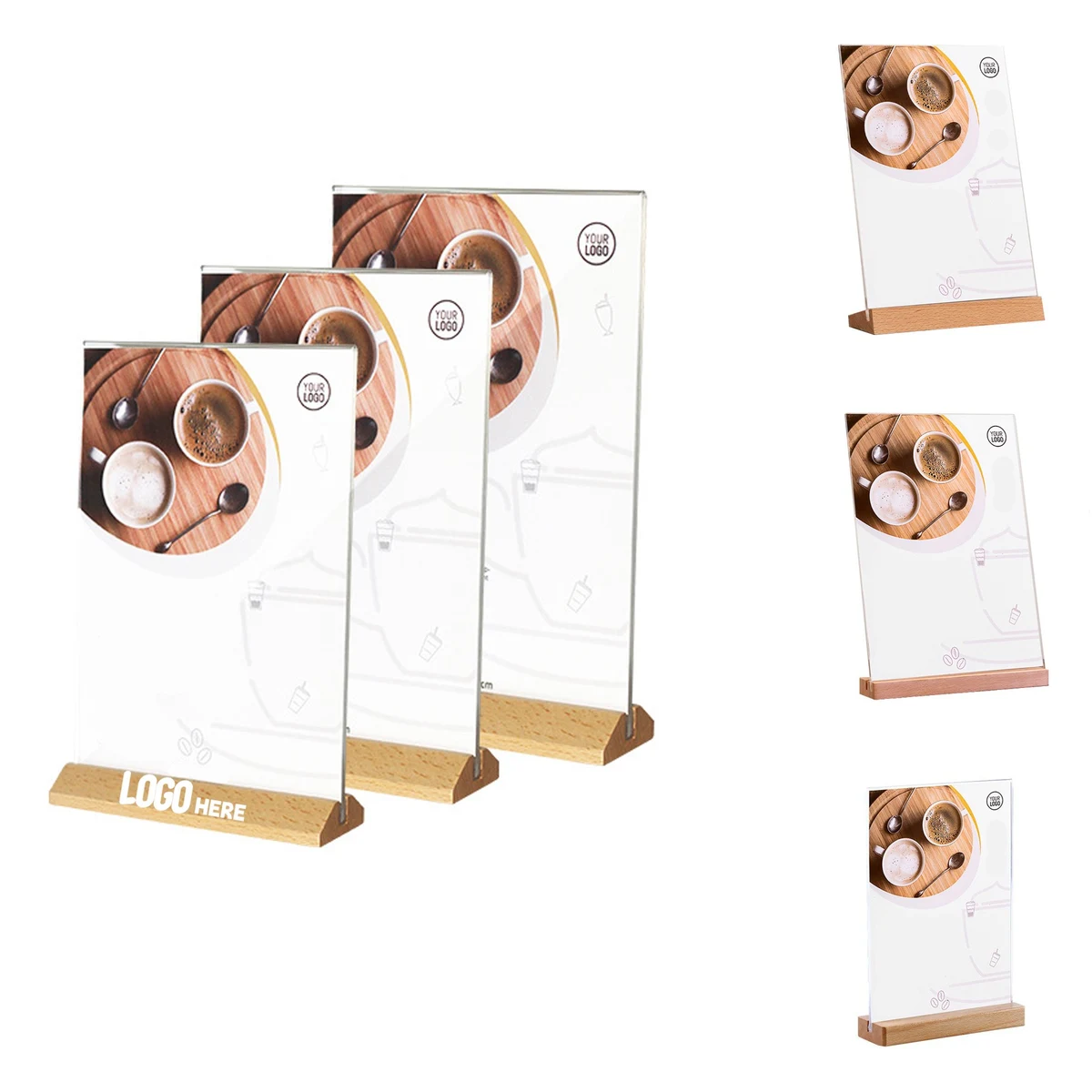 Customizable size Acrylic Sign Holder with Wood Stand 1