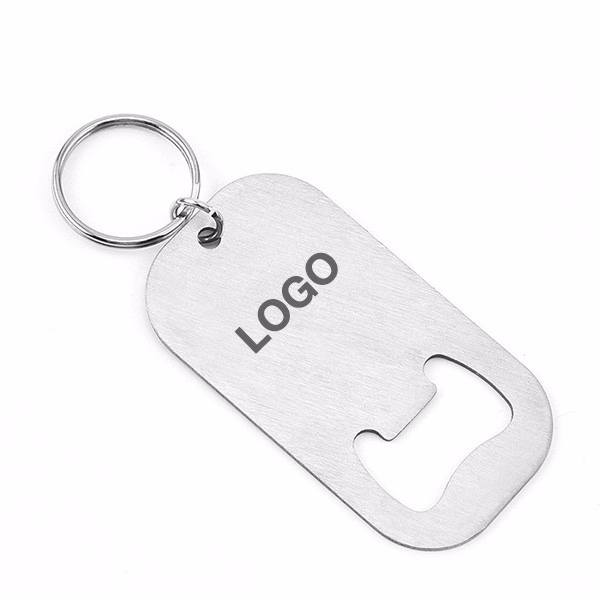 Square Metal Bottle Opener W/ Keyring
