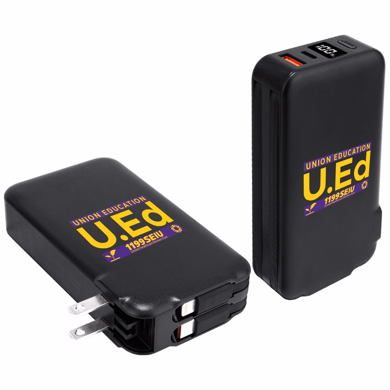 10,000 mAh Power Bank with Built-In Cables & AC Adapter