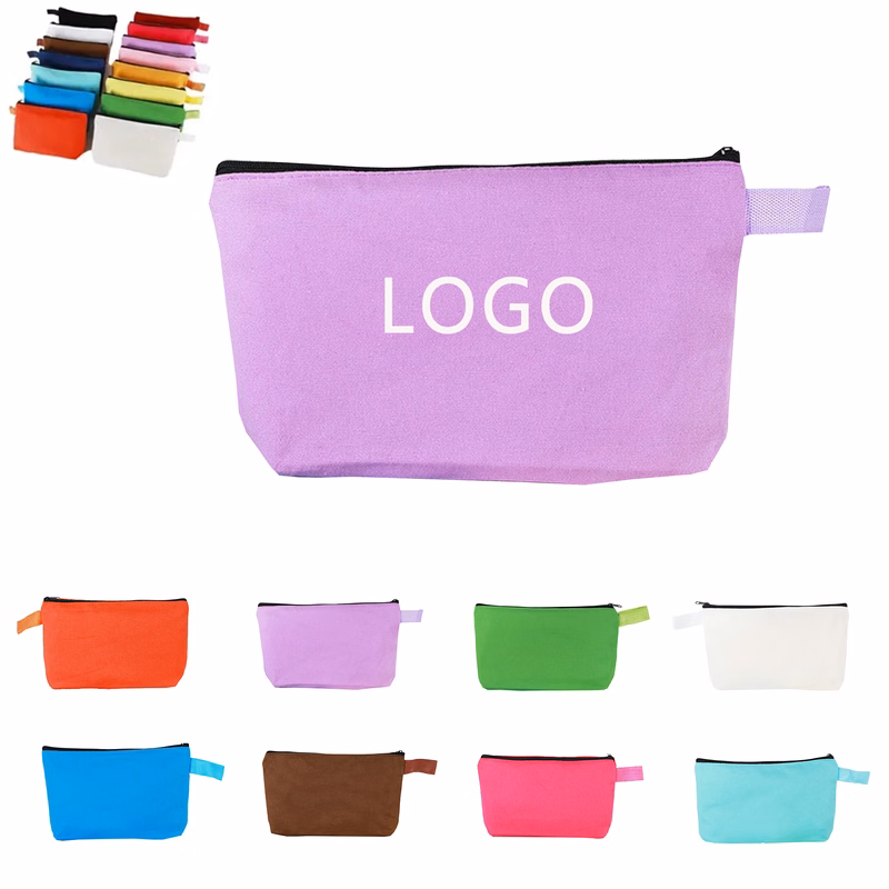 Canvas Zipper Pencil Case Handheld Pouch Makeup Bag