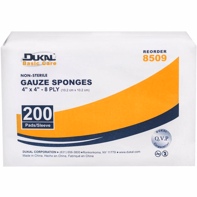 Gauze Sponges - 8 Ply 200 Count 4" x 4"