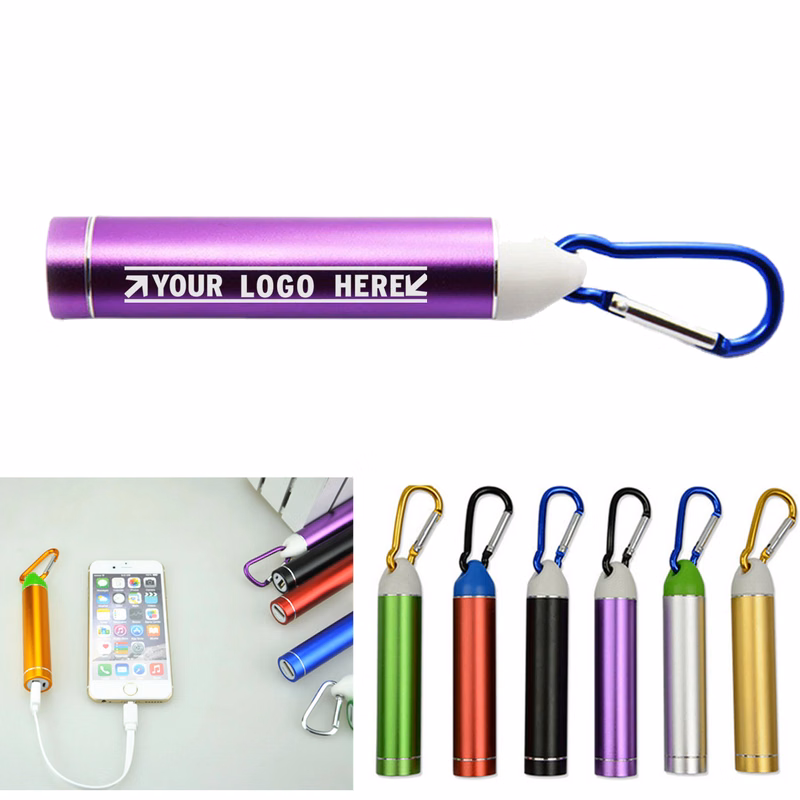 Portable Cylinder 2600mAh Powerbank With Carabiner