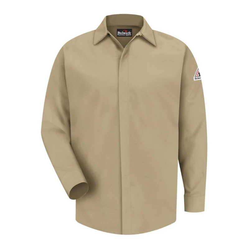 Bulwark Men's Concealed-Gripper Pocketless Work Shirt - SLS2 1