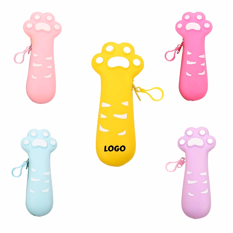 Cartoon Cat Paw Pencil Case Silicone Pen Bag