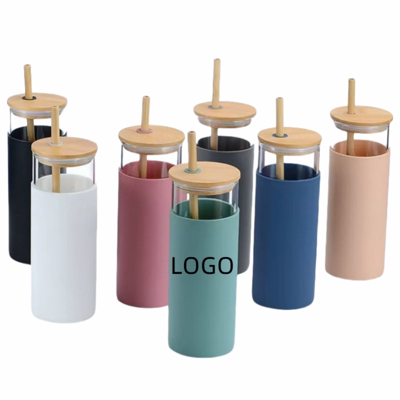 Reusable Glass Tumbler with Lid and Straw