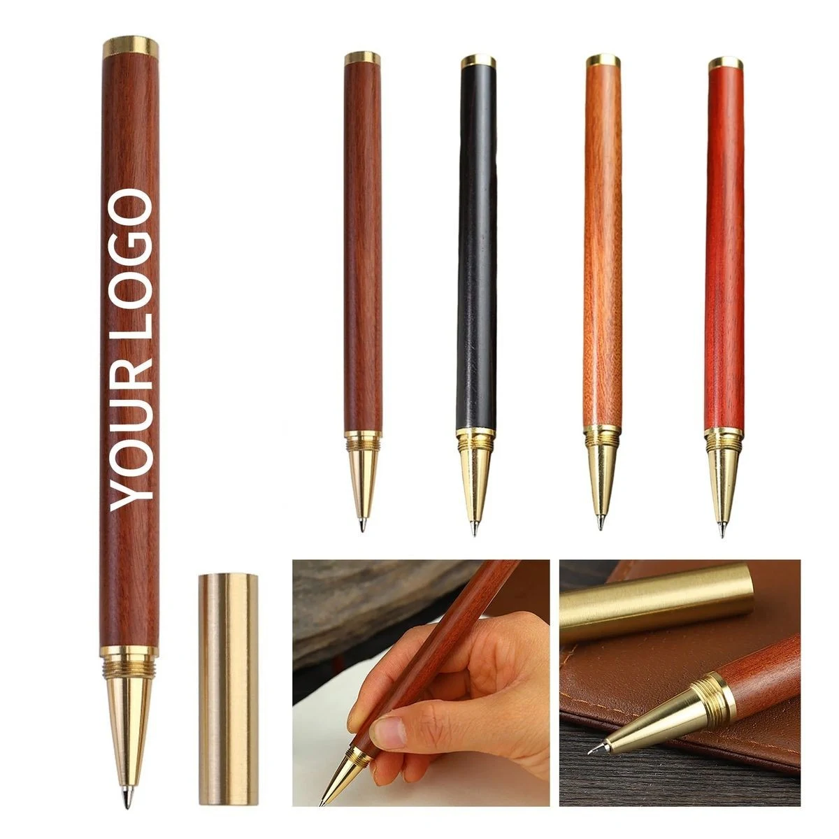 Wooden Office Pen with Brass Trim 1