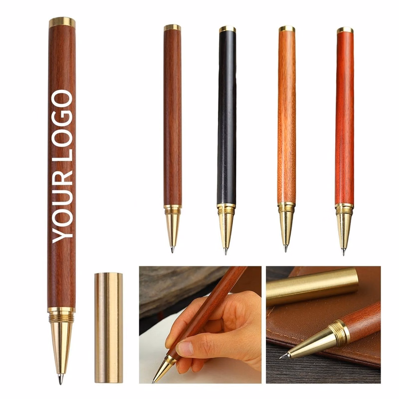 Wooden Office Pen with Brass Trim