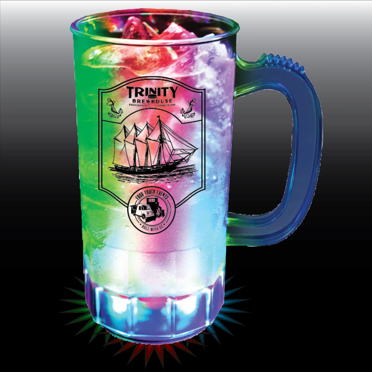 14oz 3-Light Fluted Textured Plastic Beer Mug with Handle 1