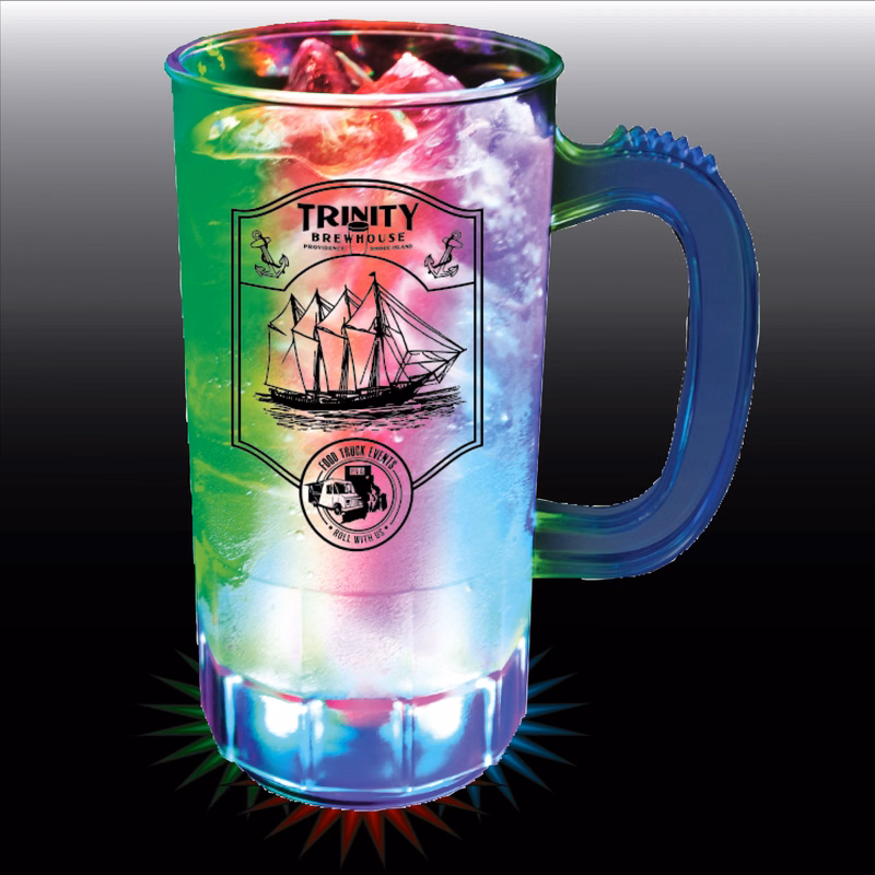 14oz 3-Light Fluted Textured Plastic Beer Mug with Handle