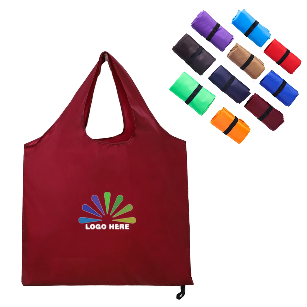 Large Capacity Portable Polyester Foldable Shopping Bag, custom tote bag with logo imprint 1