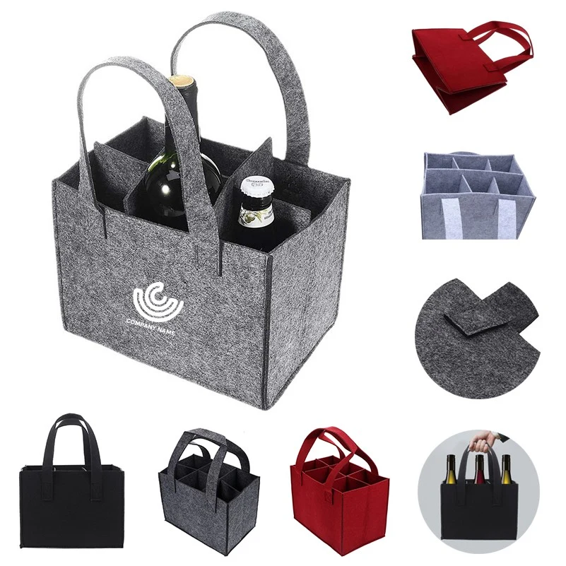 6 Bottle Felt Wine Tote Bag 1