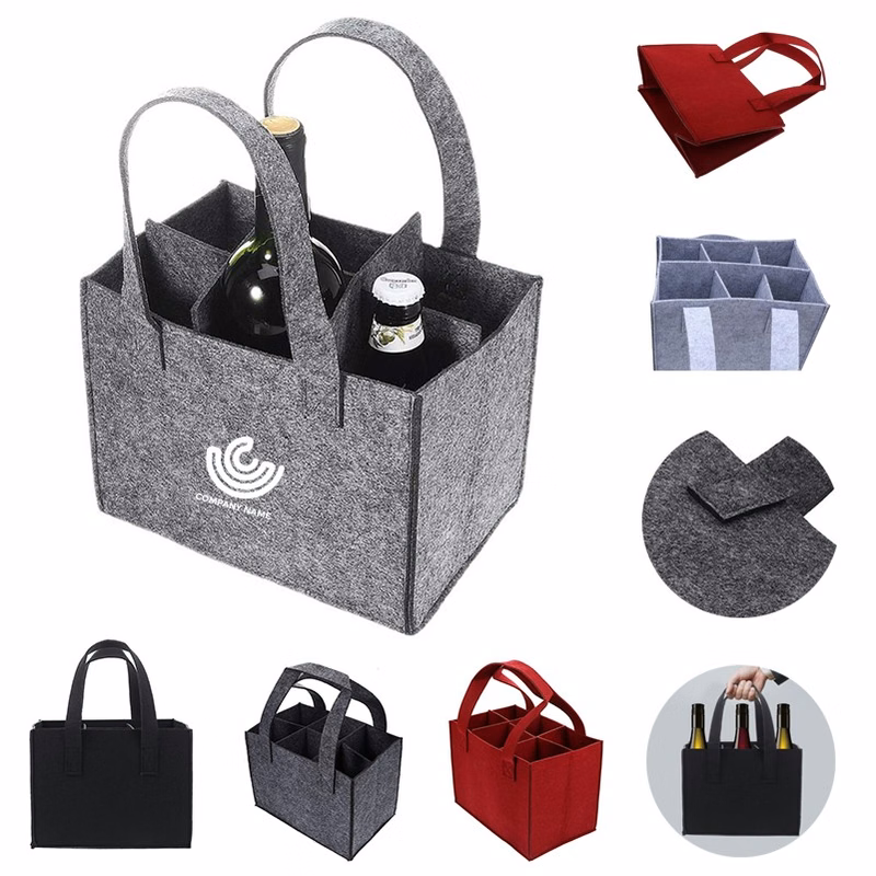 6 Bottle Felt Wine Tote Bag