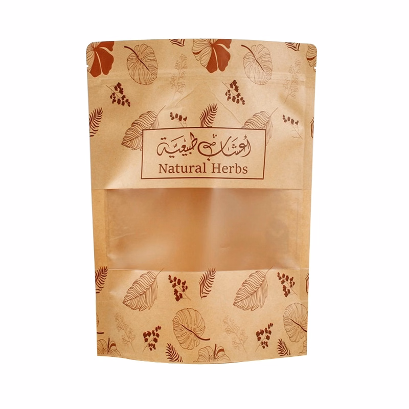 Custom Printed Zip Lock Kraft Stand Up Bags with Window