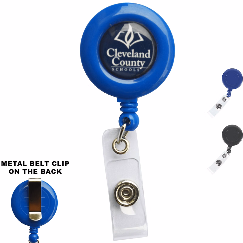 Quick Ship Full Color Retractable Round Badge Reel with Belt Clip