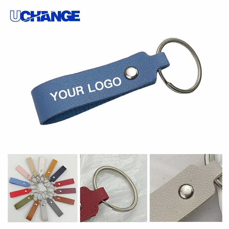 Striped Leather Keychain Accessory for Office and Travel