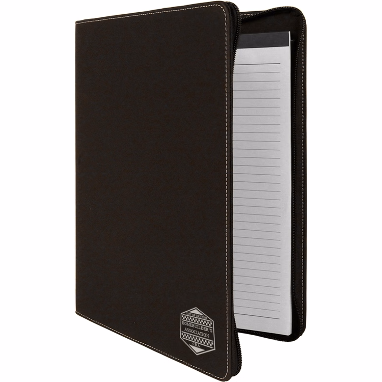 Black Faux Leather Portfolio with Zipper
