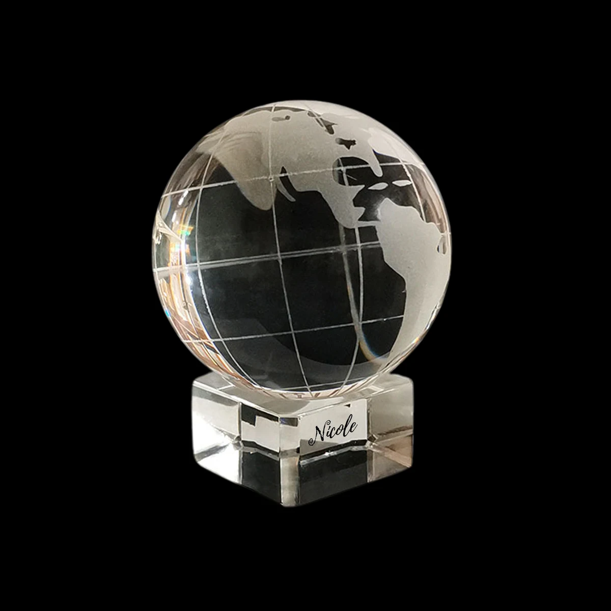 Crystal Earth Globe Transparent Stand Home Decoration 1