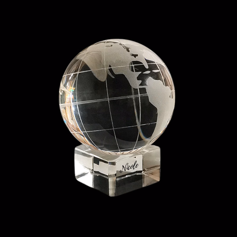 Crystal Earth Globe Transparent Stand Home Decoration