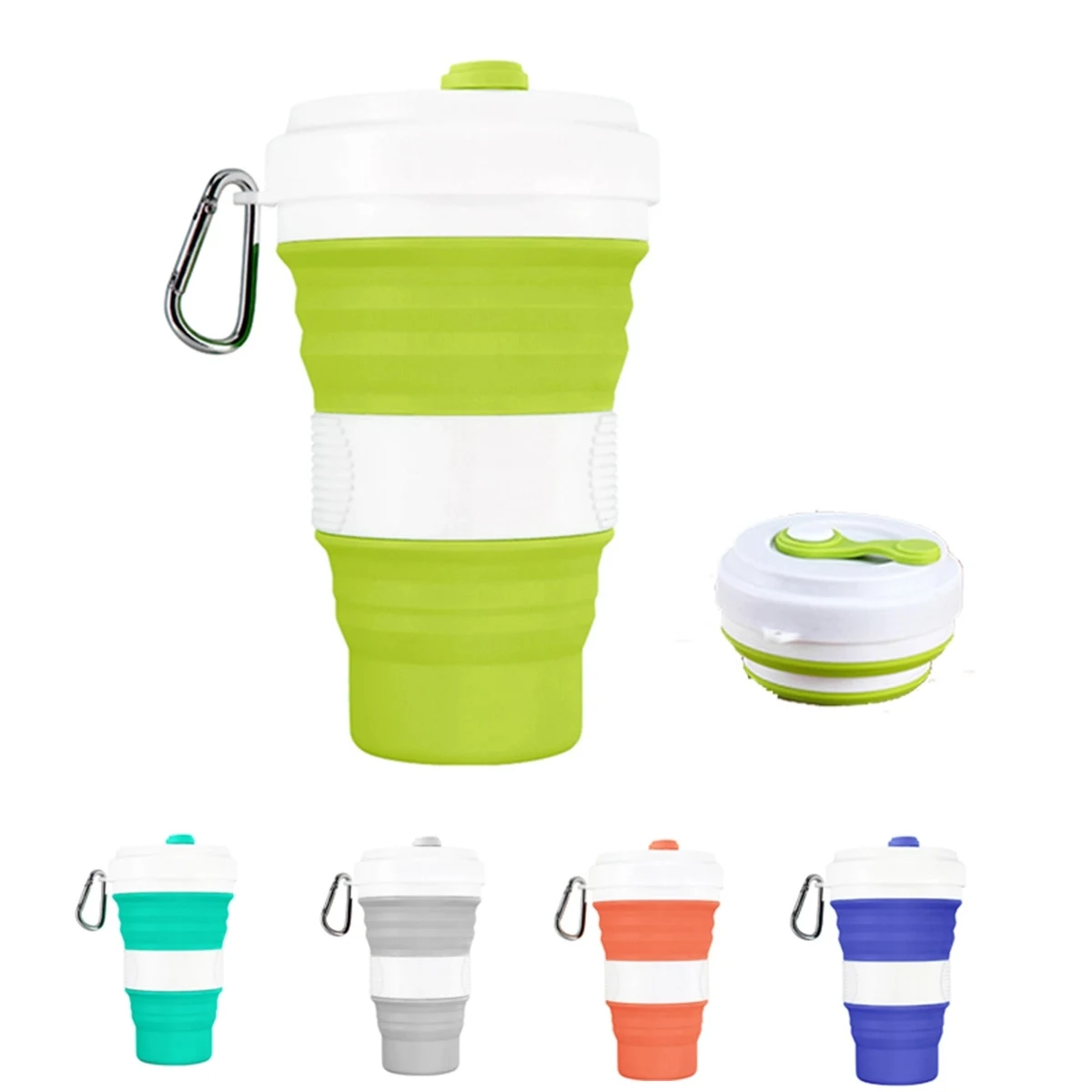 Folding Silicone Travel Cup With Lids 1