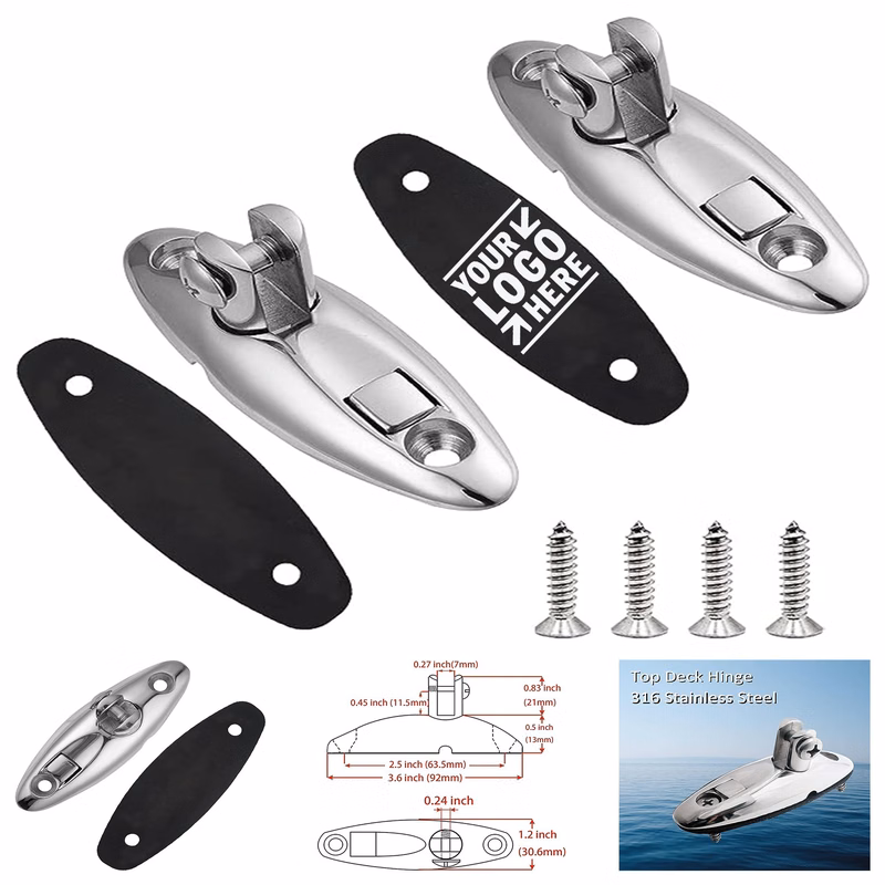 2 Pack Removable Pin Bimini Top 316 Stainless Steel Deck Hinge