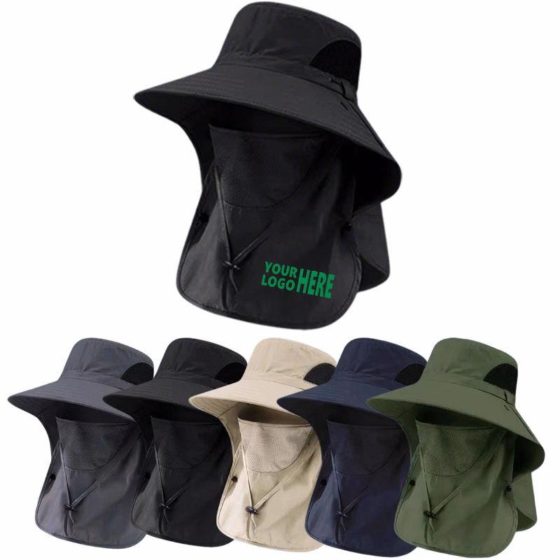 MOQ 10Pcs Outdoor UV Protection Hat With Neck Flap