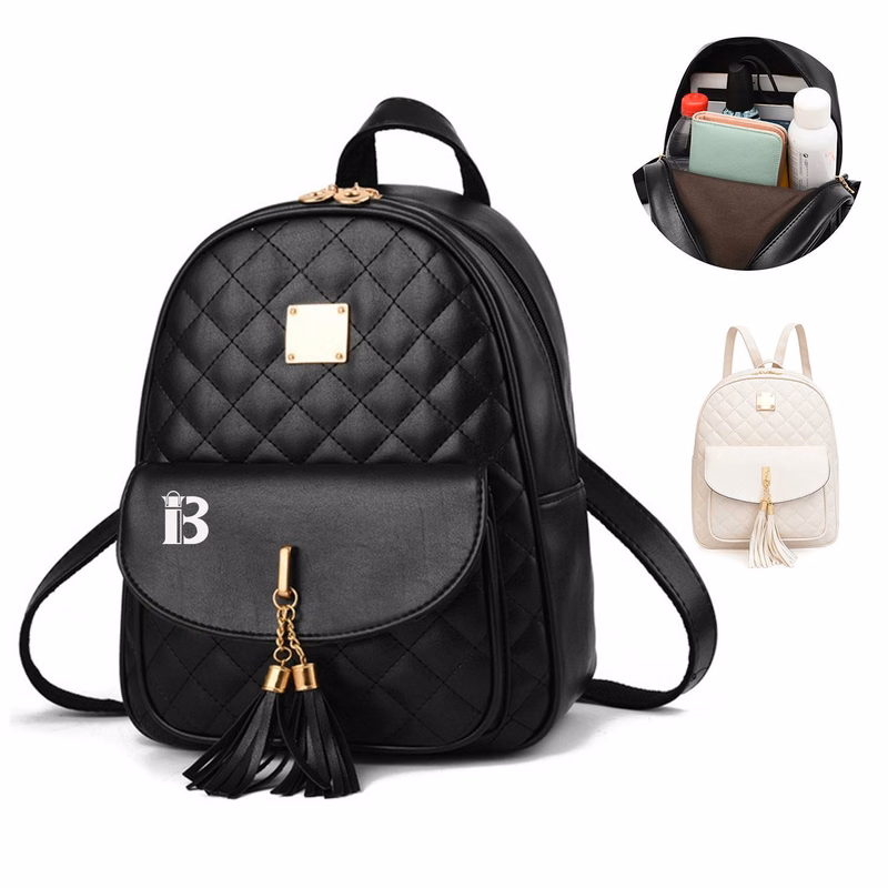 PU Leather Double Zipper Tassel Backpack