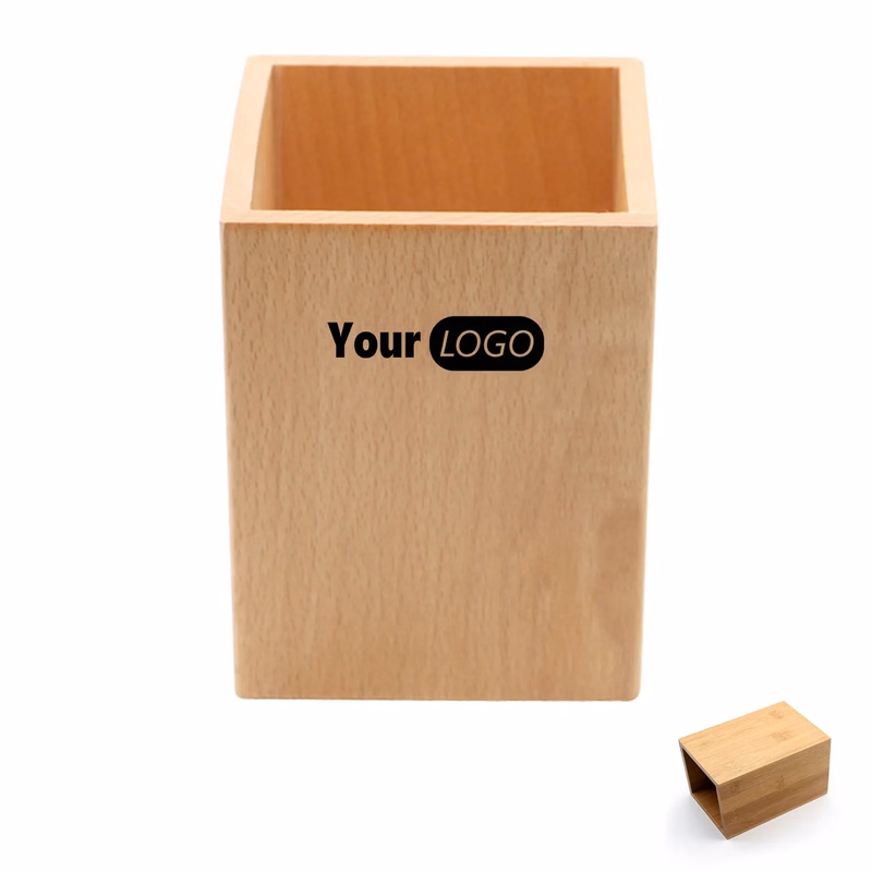Bamboo Wood Desk Pen Pencil Holder