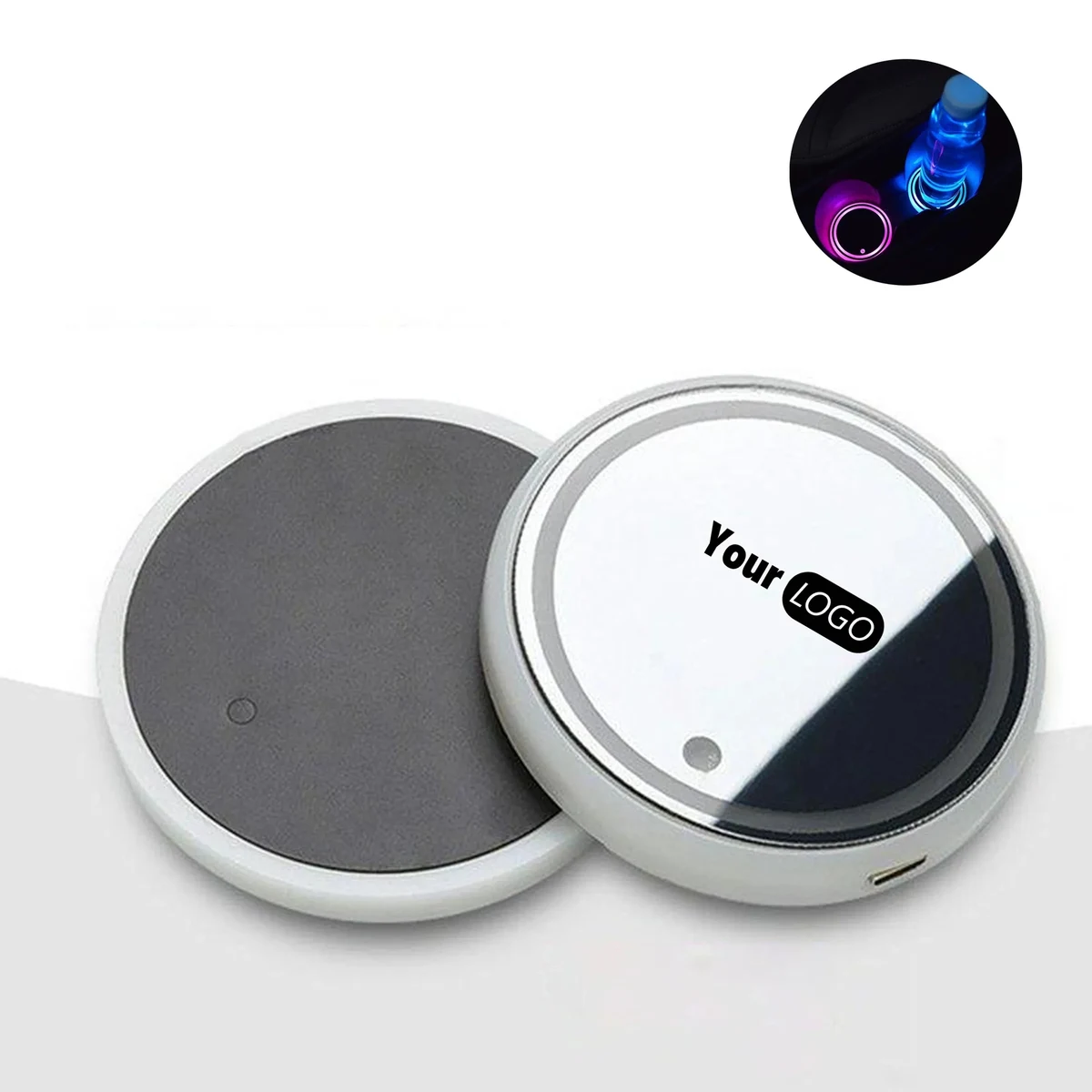 Car LED Coaster 7 Color Luminous RGB Light Mat 1