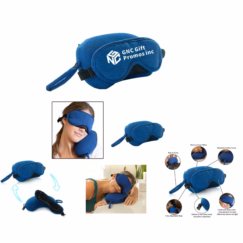 2 in 1 Neck Pillow with Eye Sleep Mask for Women and Men