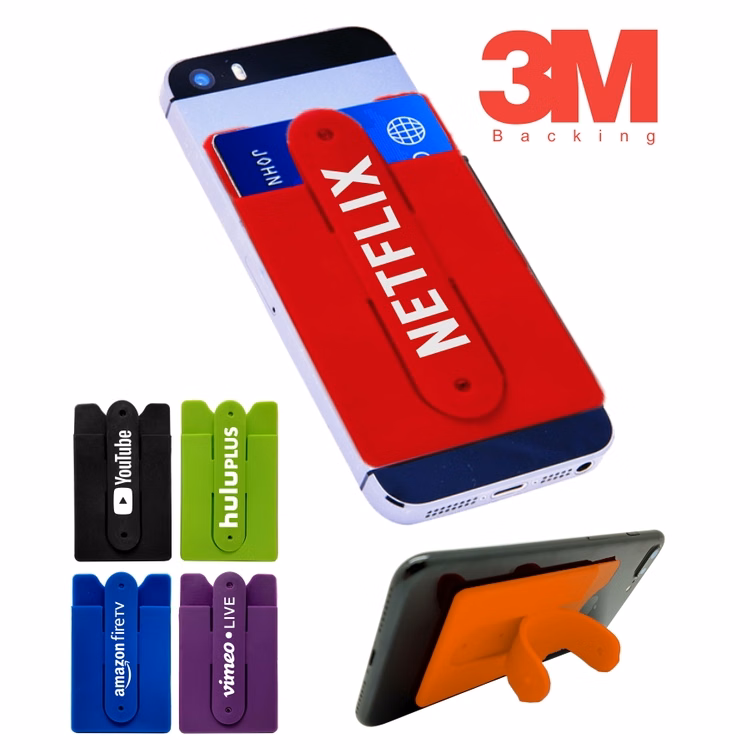 Silicone Wallet Phone Stand w/3M Backing