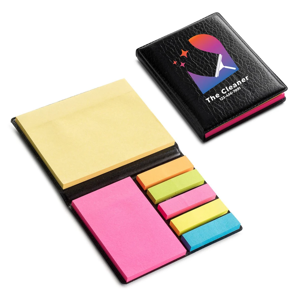 Black Leatherette PVC Memo/Sticky Gift Set 1
