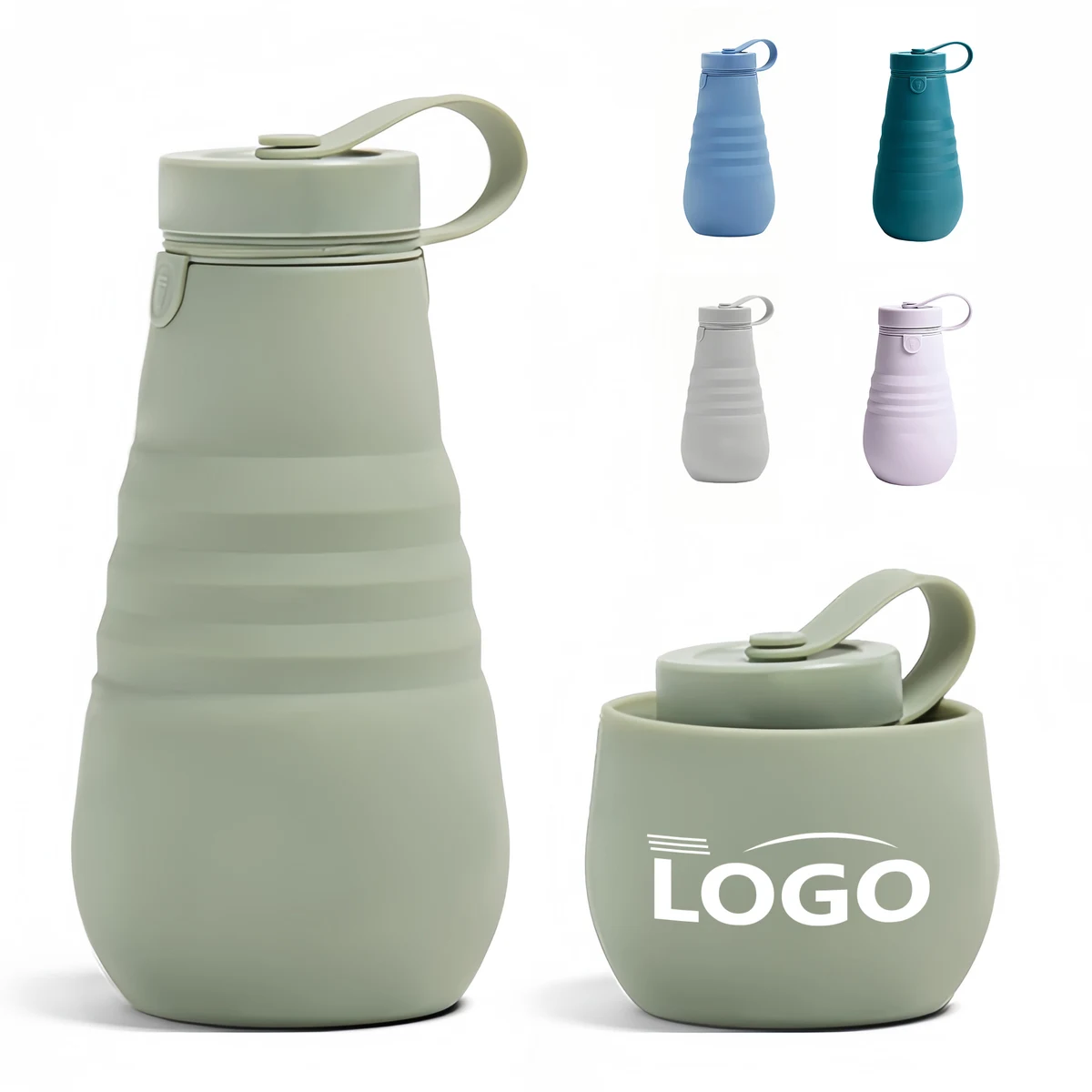 20 oz Silicone Foldable Water Bottle with Wide Mouth 1