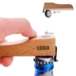 Elegant Wood Handle Bottle Opener With Magnet 1
