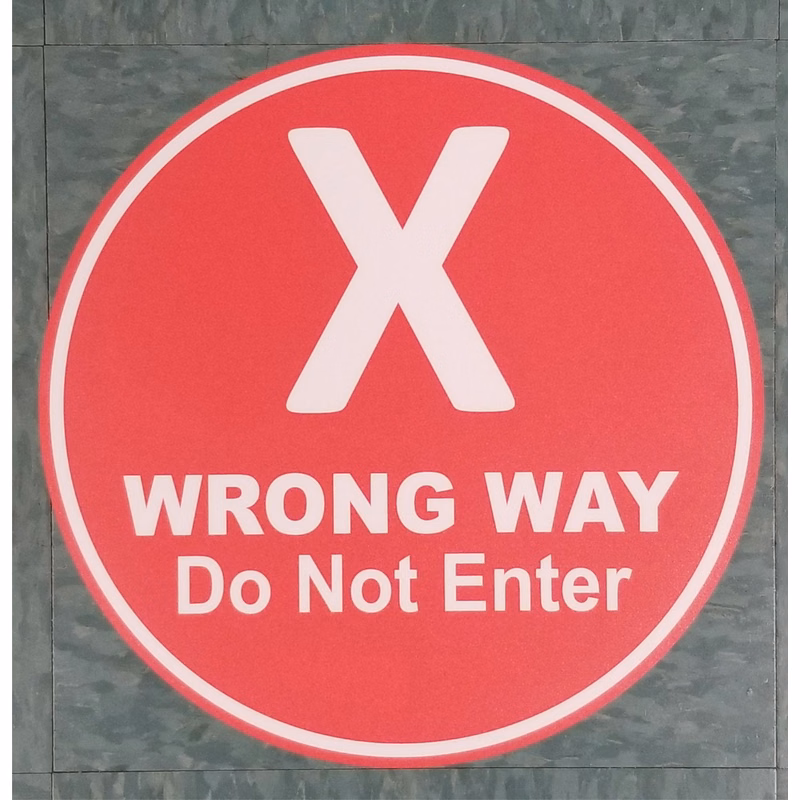 12" - Wrong Way Floor Decal