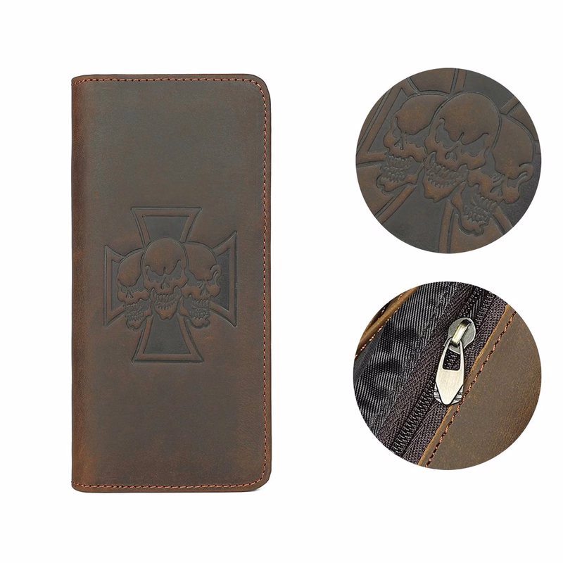 Leather Long Wallet for Checkbook Credit Cards