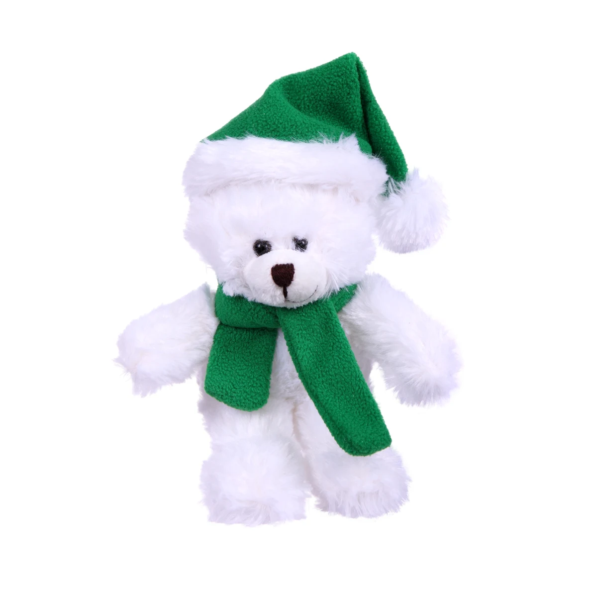 Soft Plush Stuffed White Bear with Christmas Hat and Scarf 1