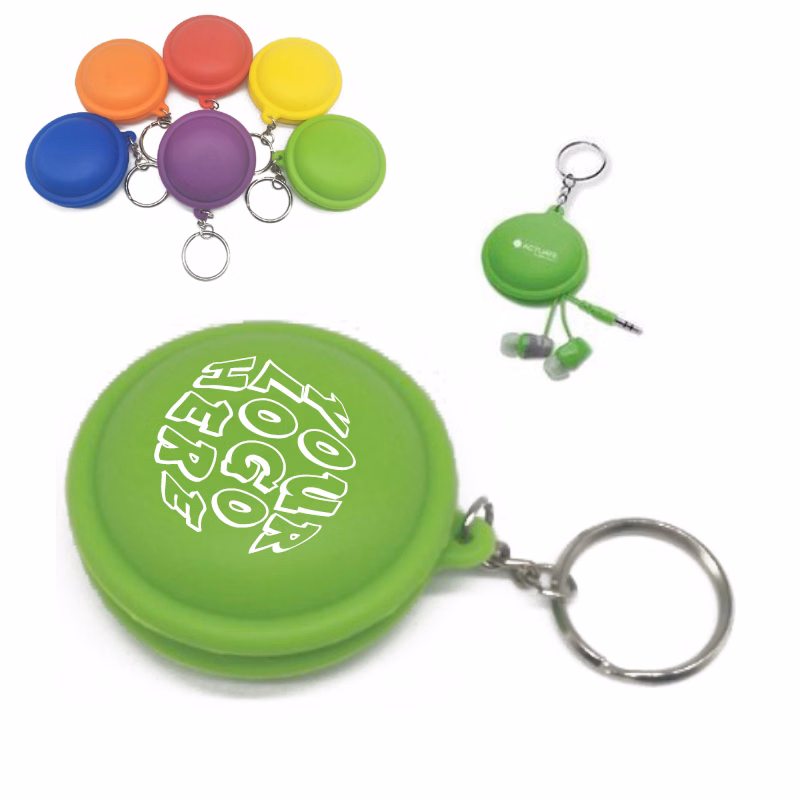 Silicone Round Earbuds Winder w/ Keyring