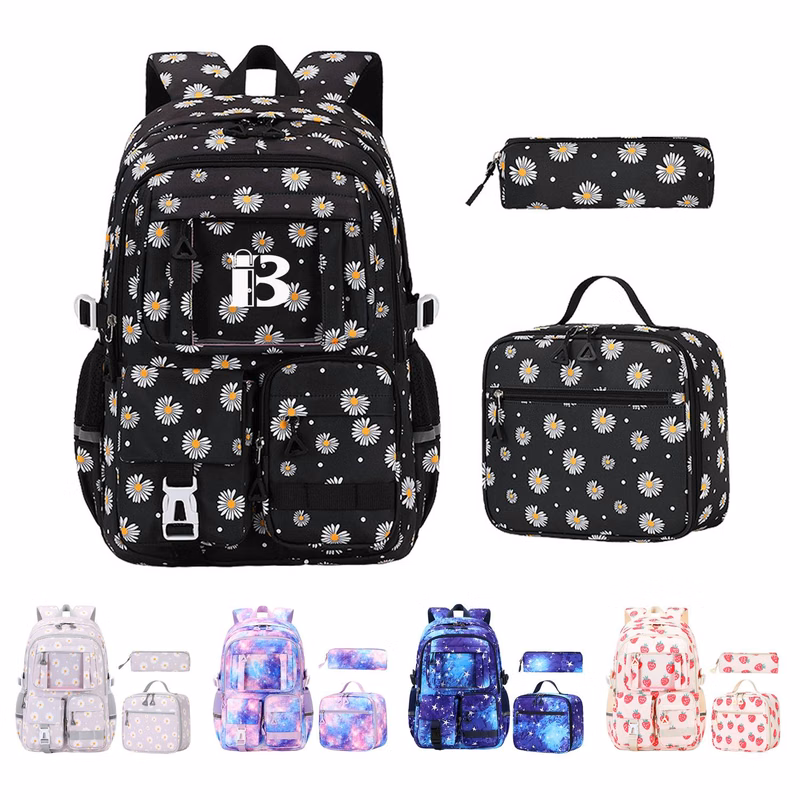 3Pcs Kids Waterproof Oxford Backpack w/Lunch Bag Pencil Case