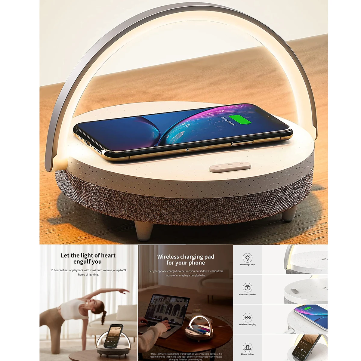 Music Bedside Lamp with Wireless Charger 1