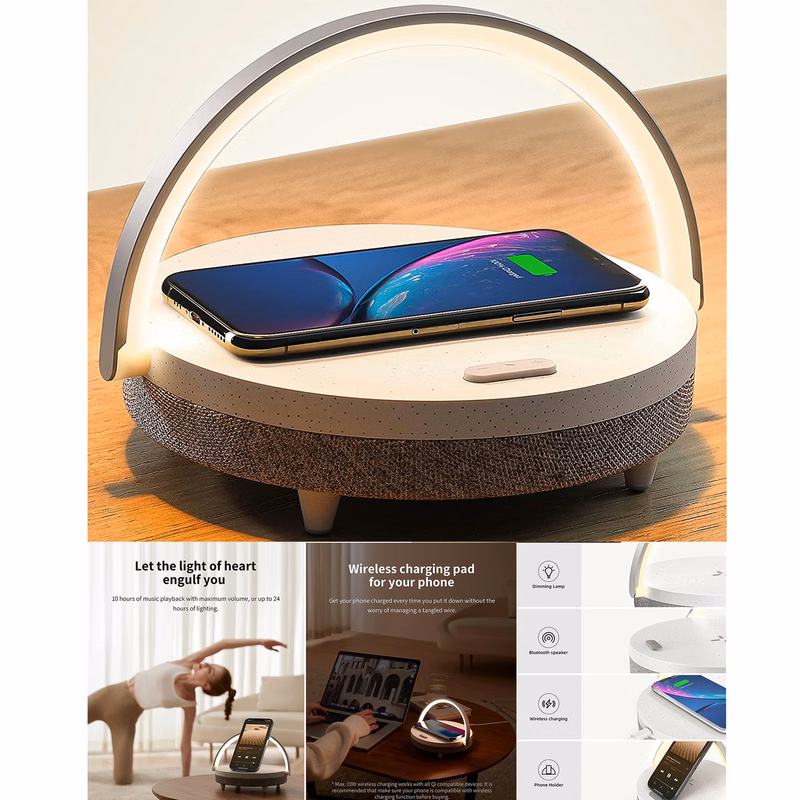 Music Bedside Lamp with Wireless Charger