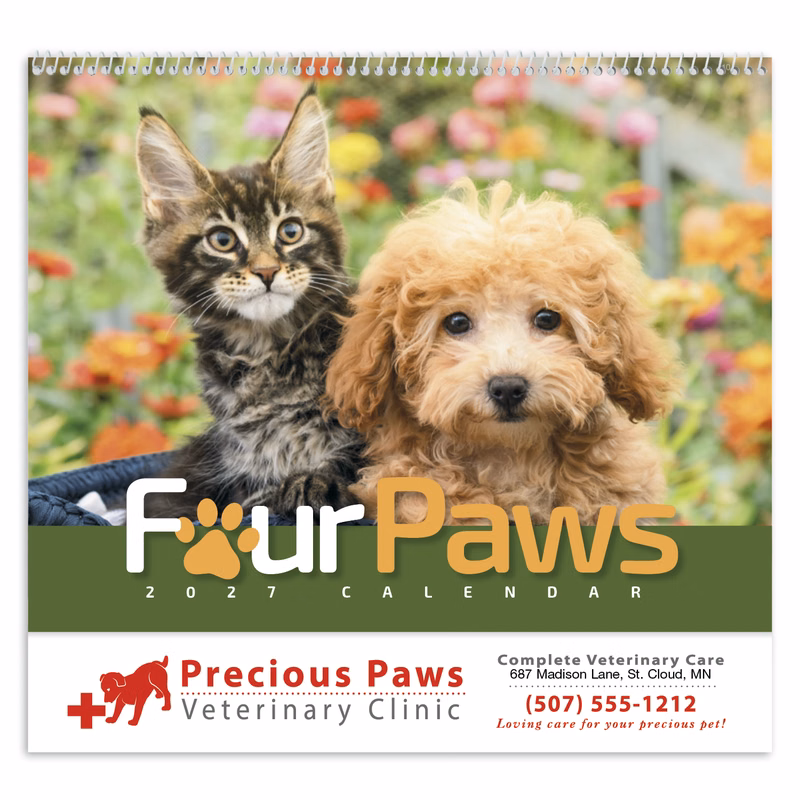 HotLine® Products Four Paws Appointment Calendar - Spiral
