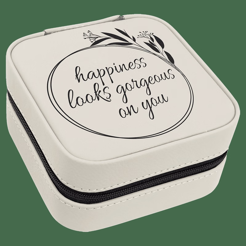 4" X 4" White Leatherette Travel Jewelry Box