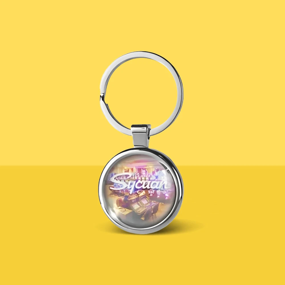 Round Satin Metal Keychain 1