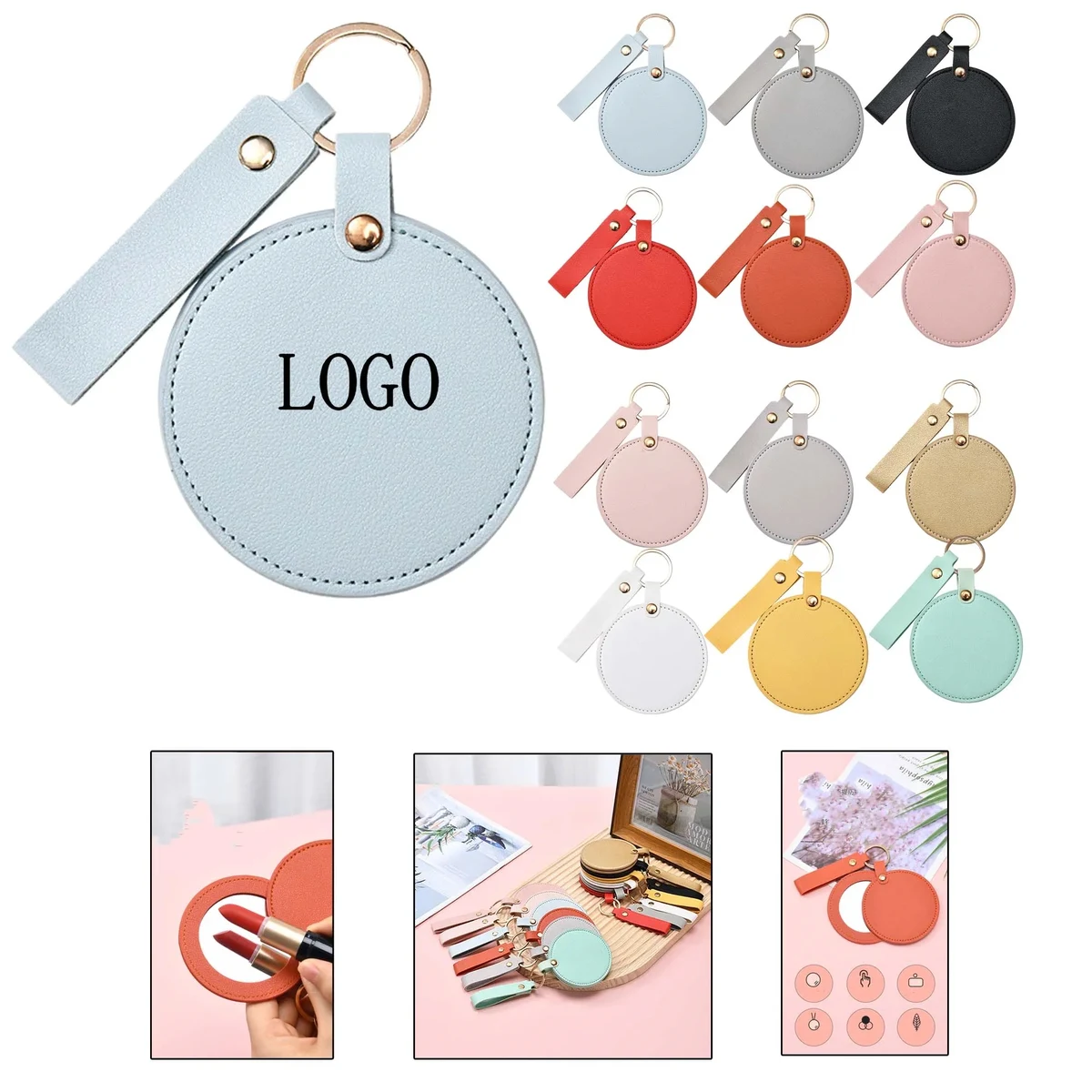 Leather Portable Makeup Mirror Case 1