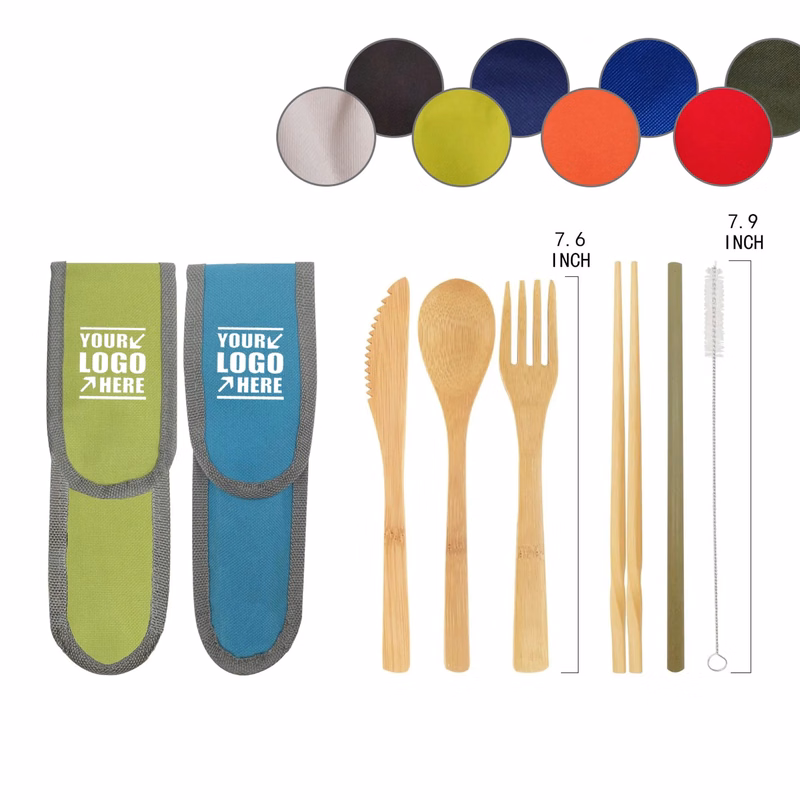 6 in 1 Bamboo Travel Utensil Set
