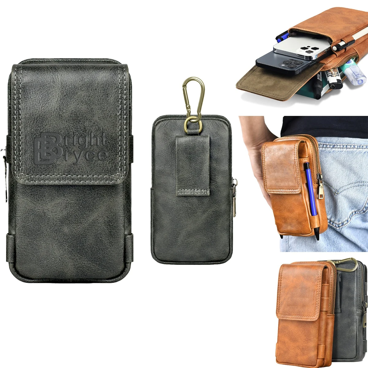 Cell Phone Pouch PU Holster Case with Belt Clip Cover 1