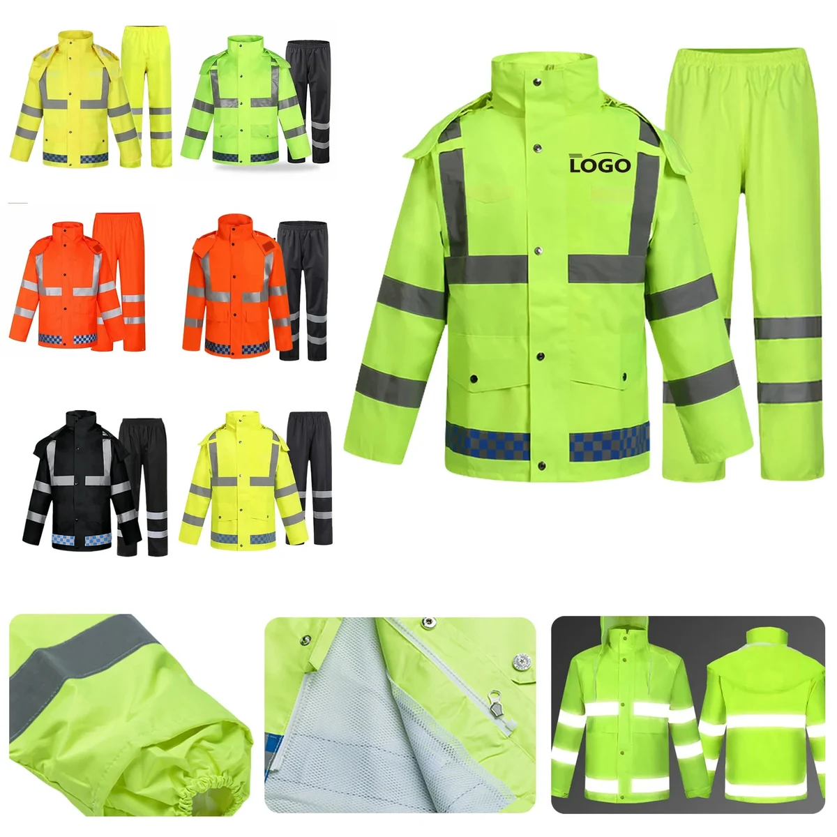 High Visibility Safety Raincoat Suit 1